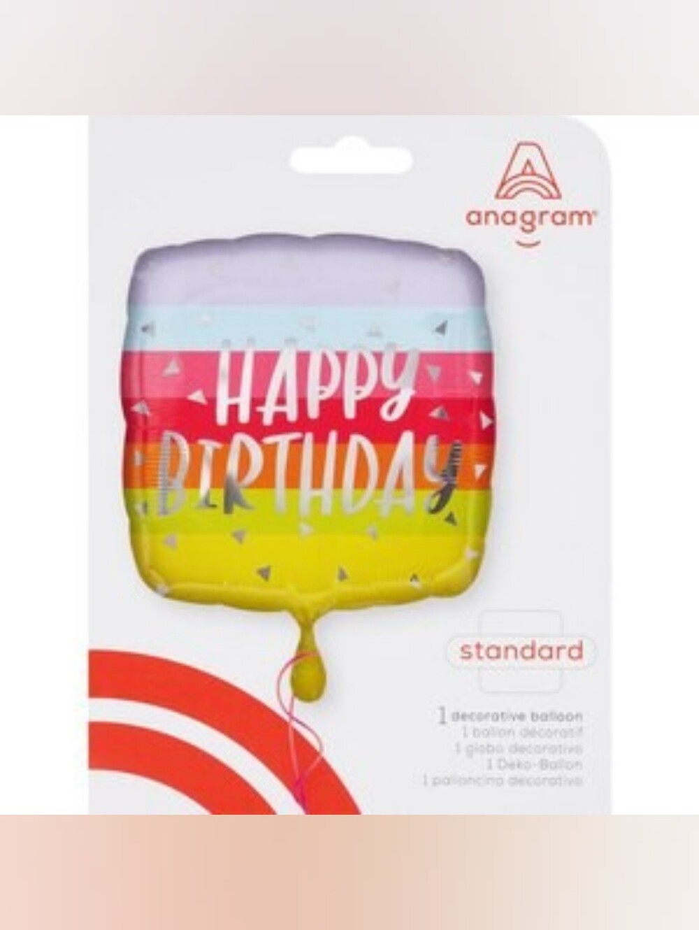 Anagram "Happy Birthday" Rainbow Square Foil Balloon